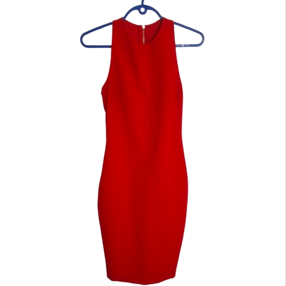 RED Sleeveless Low-cutout Racer-back dress